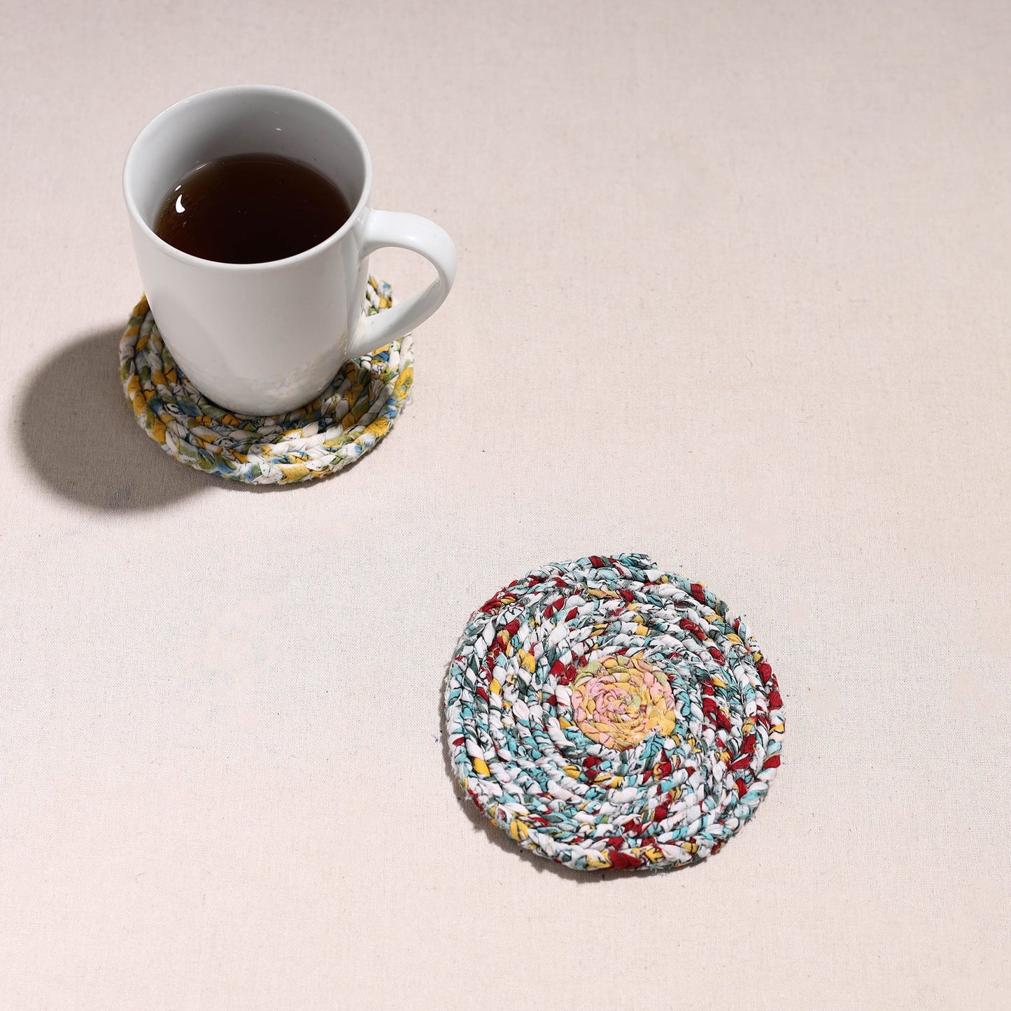 Upcycled Fabric Hand Braided Coaster