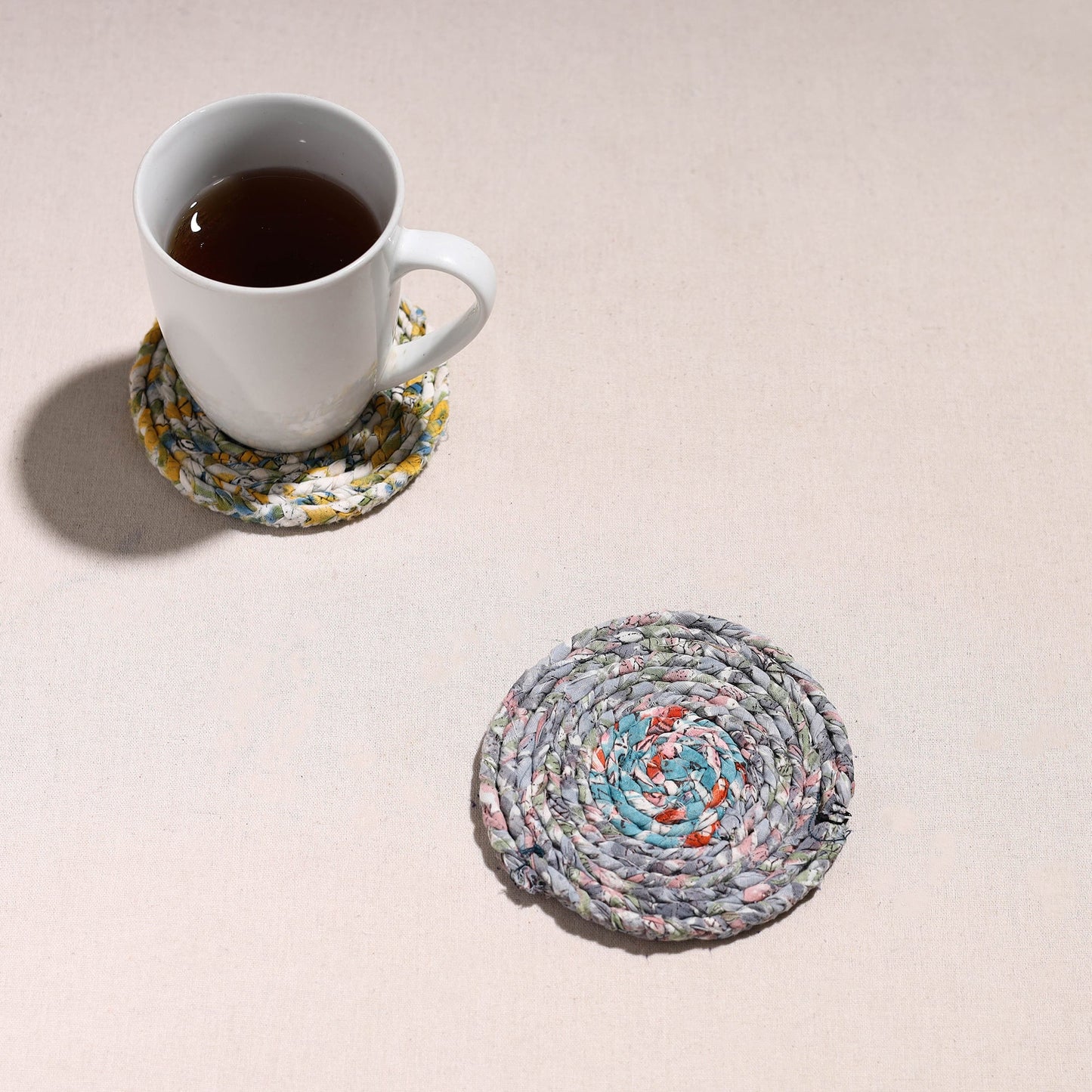 Upcycled Fabric Hand Braided Coaster