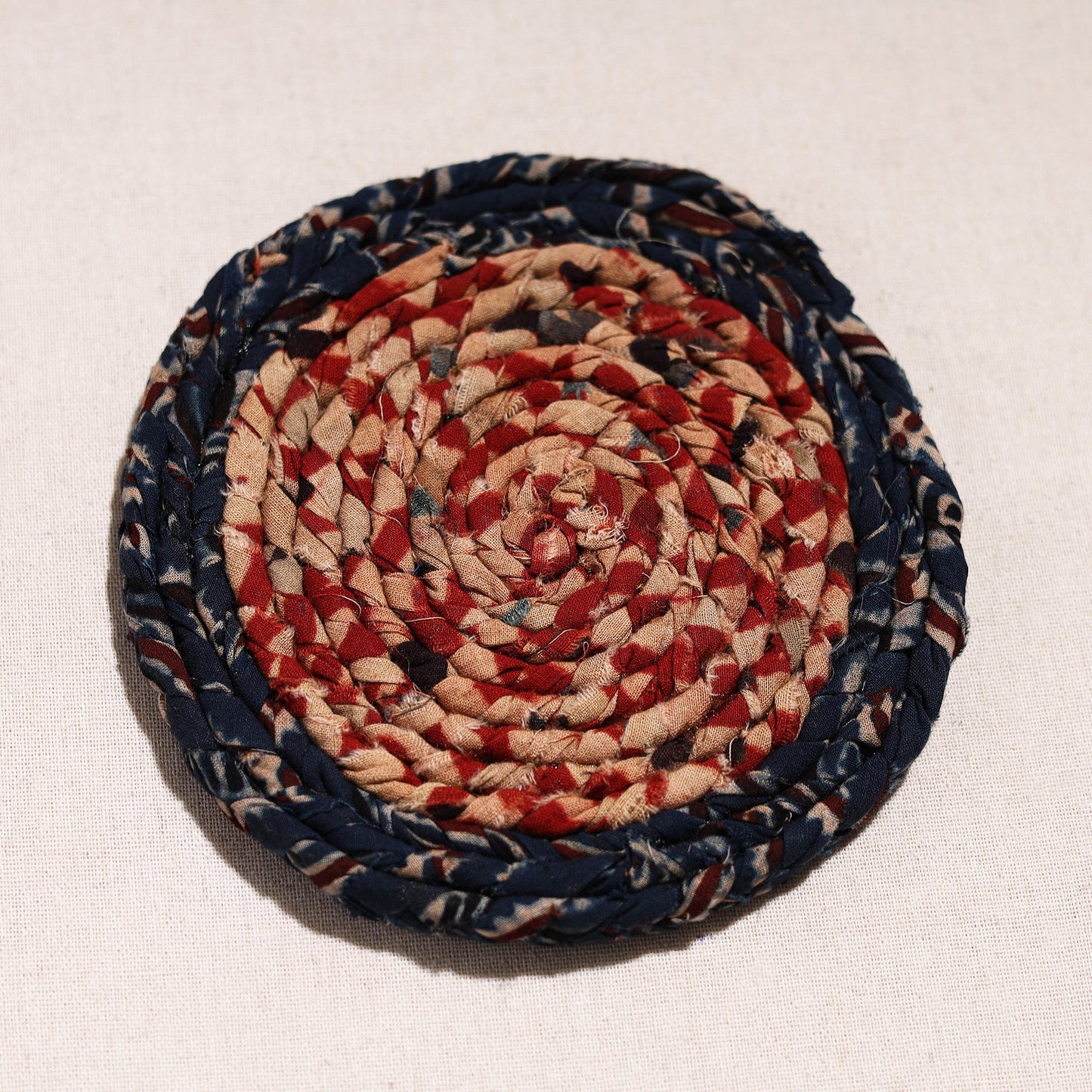Upcycled Fabric Hand Braided Coaster
