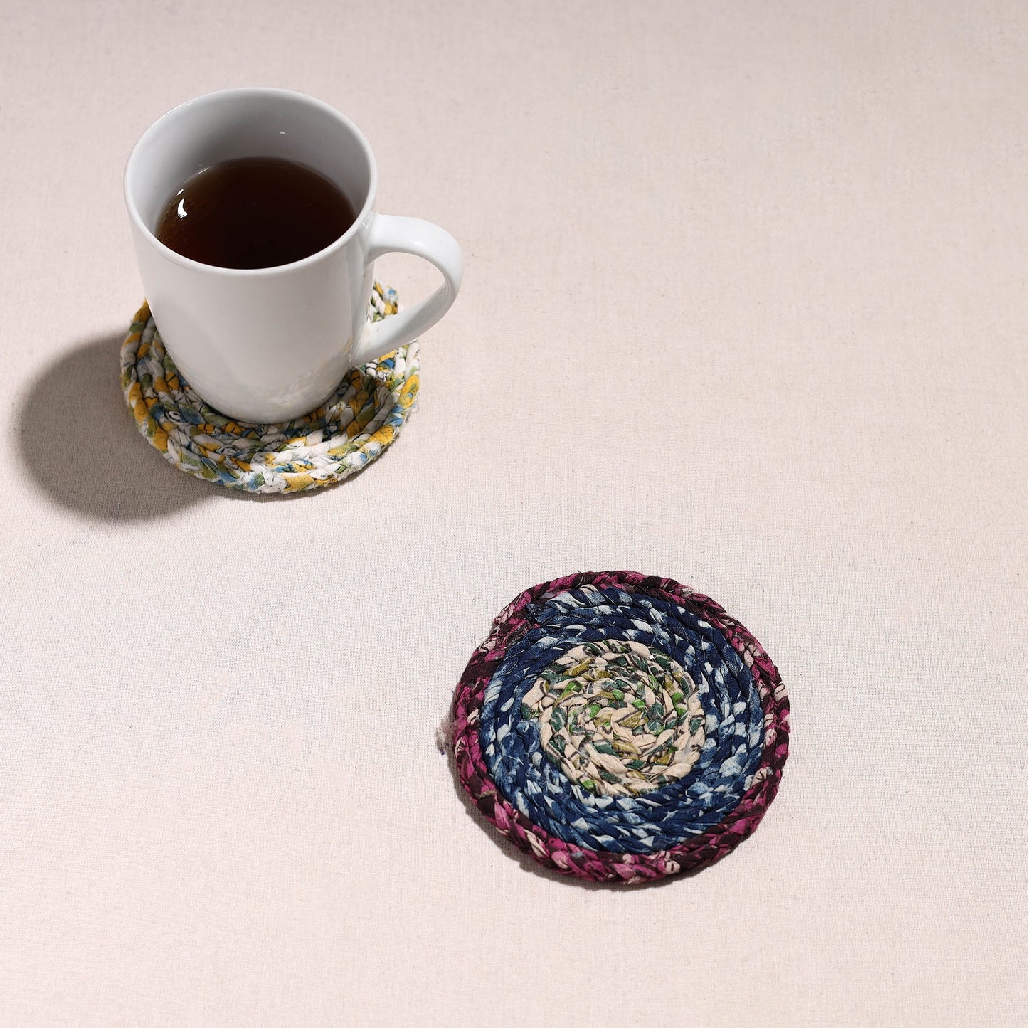 Upcycled Fabric Hand Braided Coaster