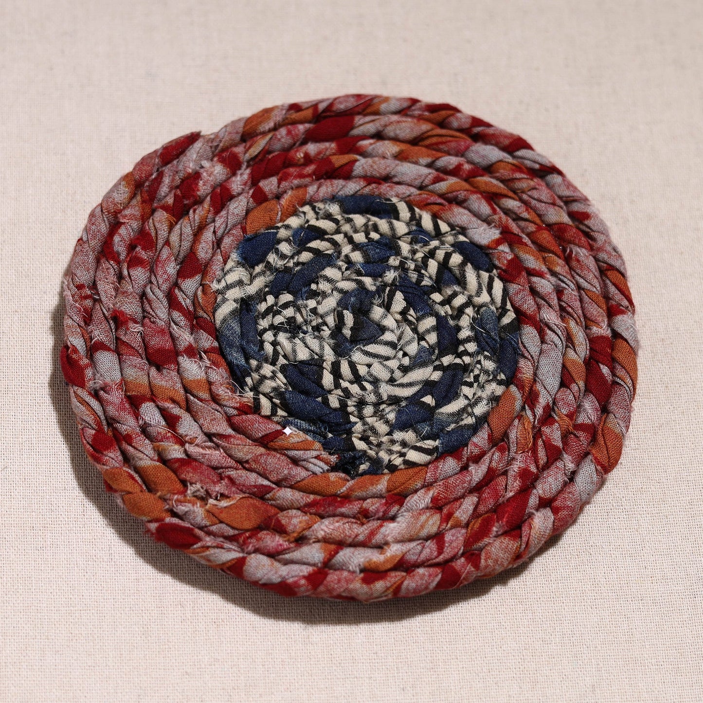 Upcycled Fabric Hand Braided Coaster