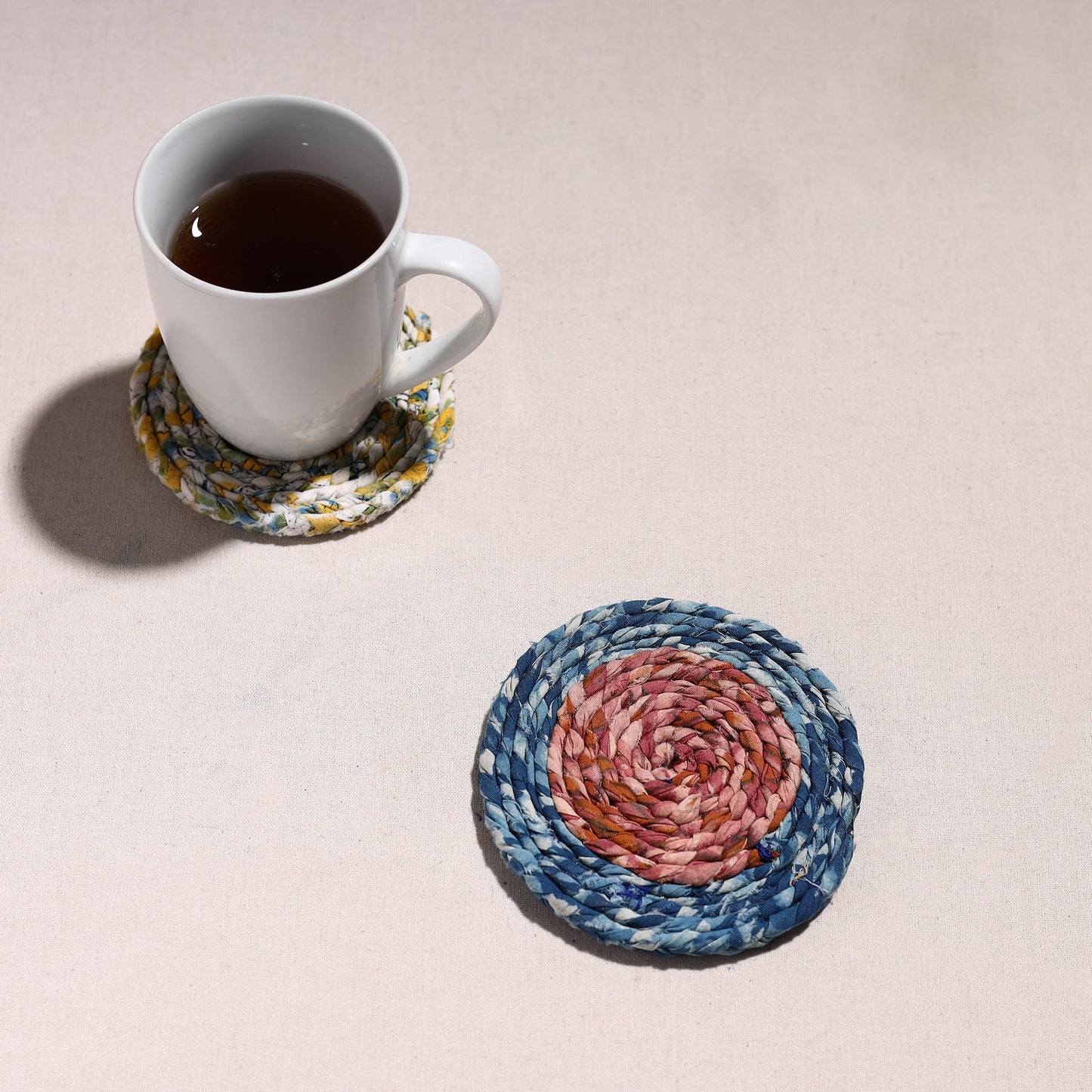 Upcycled Fabric Hand Braided Coaster
