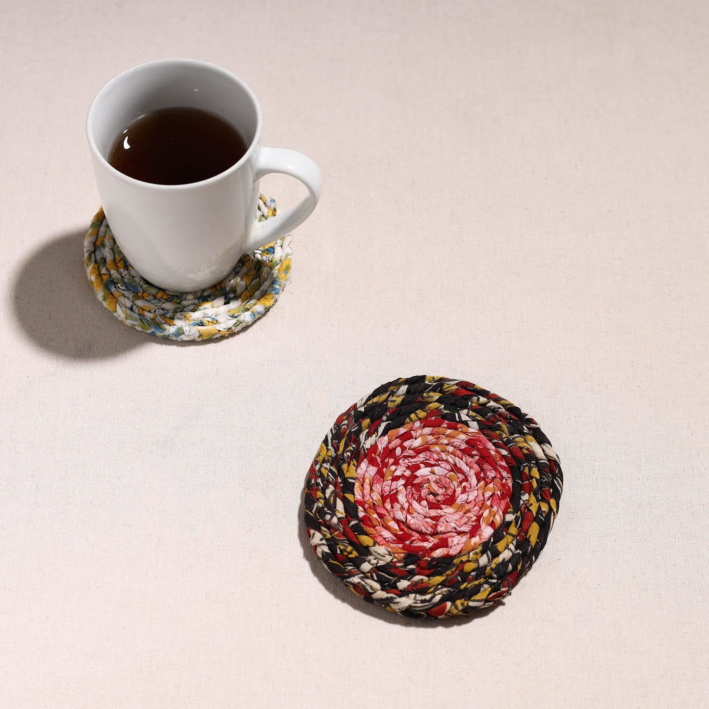 Upcycled Fabric Hand Braided Coaster