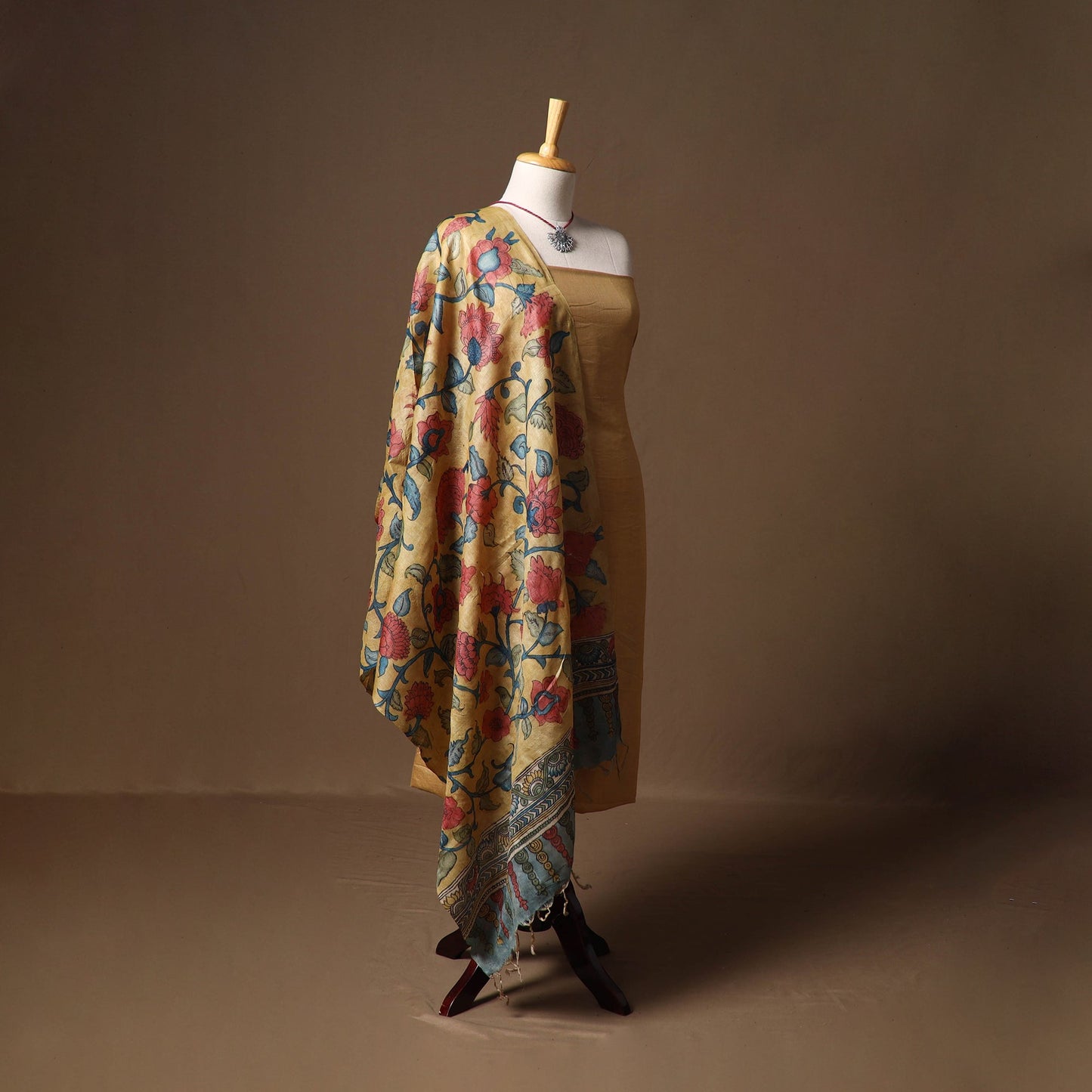 Vidarbha tussar silk handloom plain 2pc unstitched dress