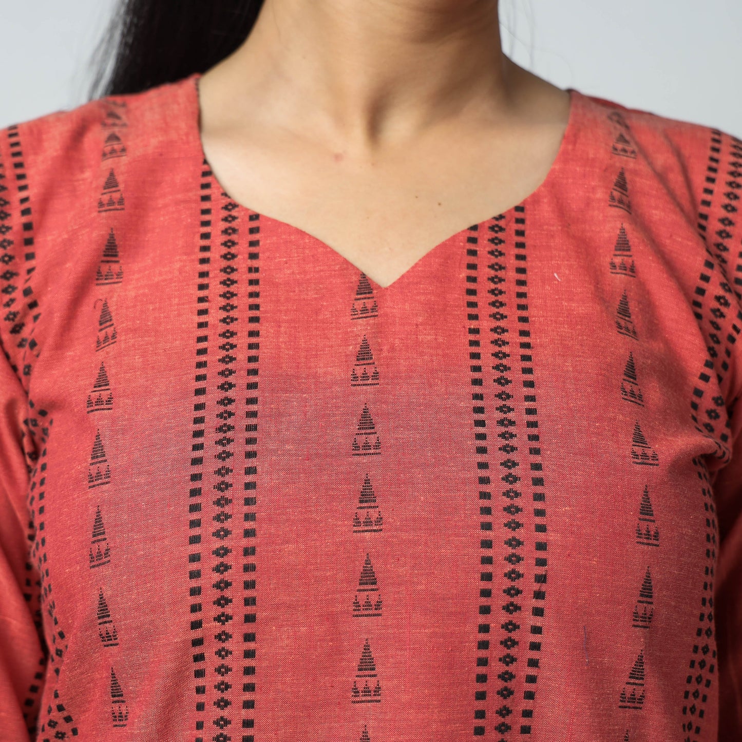 Jacquard Cotton Long Kurta for Women