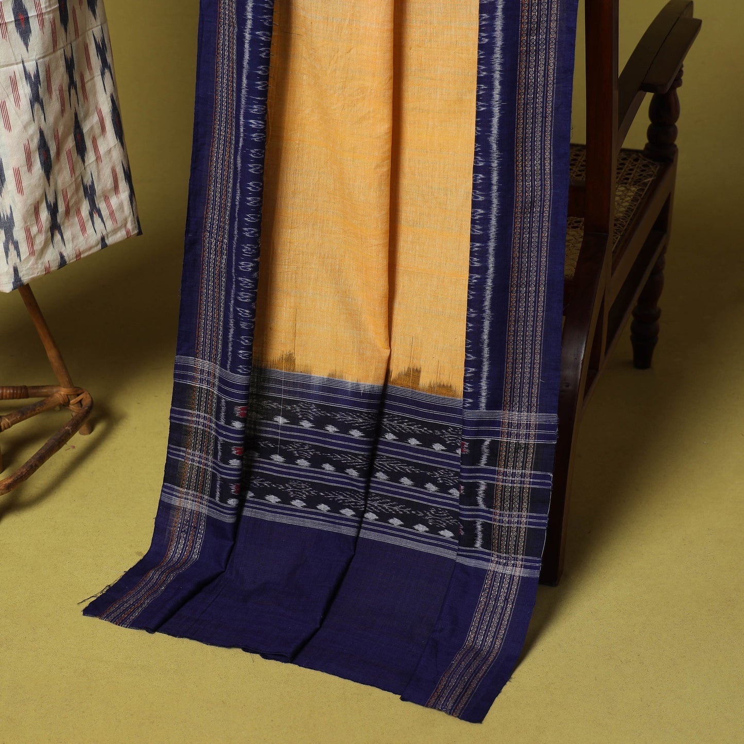 White - 2pc cotton unstitched pochampally ikat dress