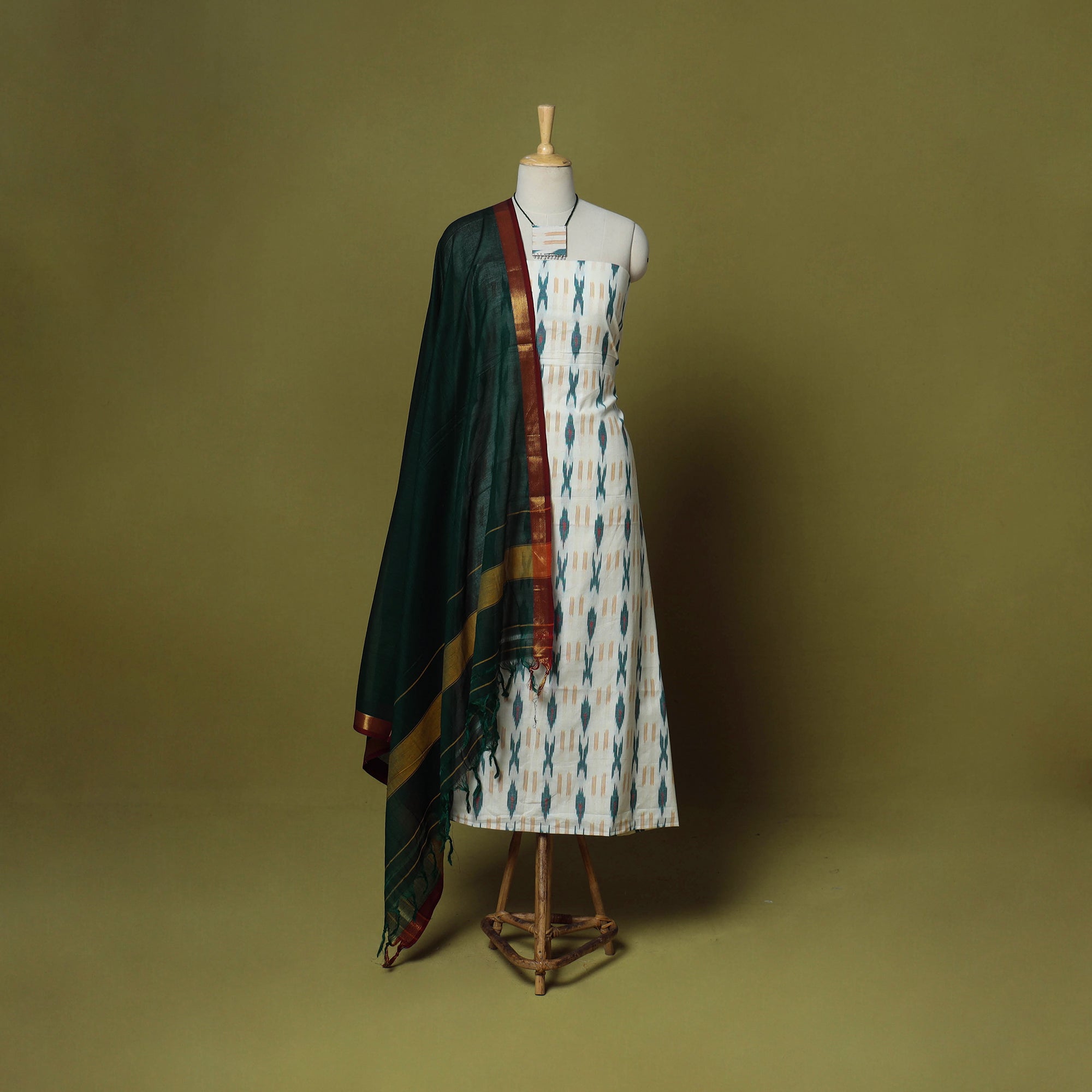 Pochampally Ikat Cotton 2pc Unstitched Dress Material Kurta Set 17 main image 0