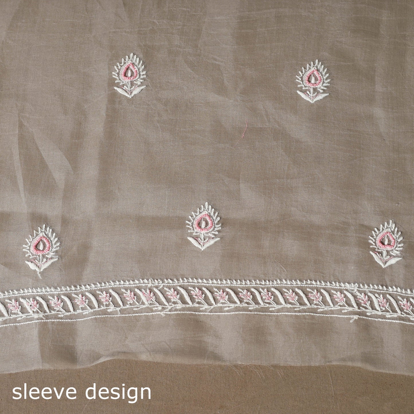 White - 2pc organza silk unstitched hand beads work heavy