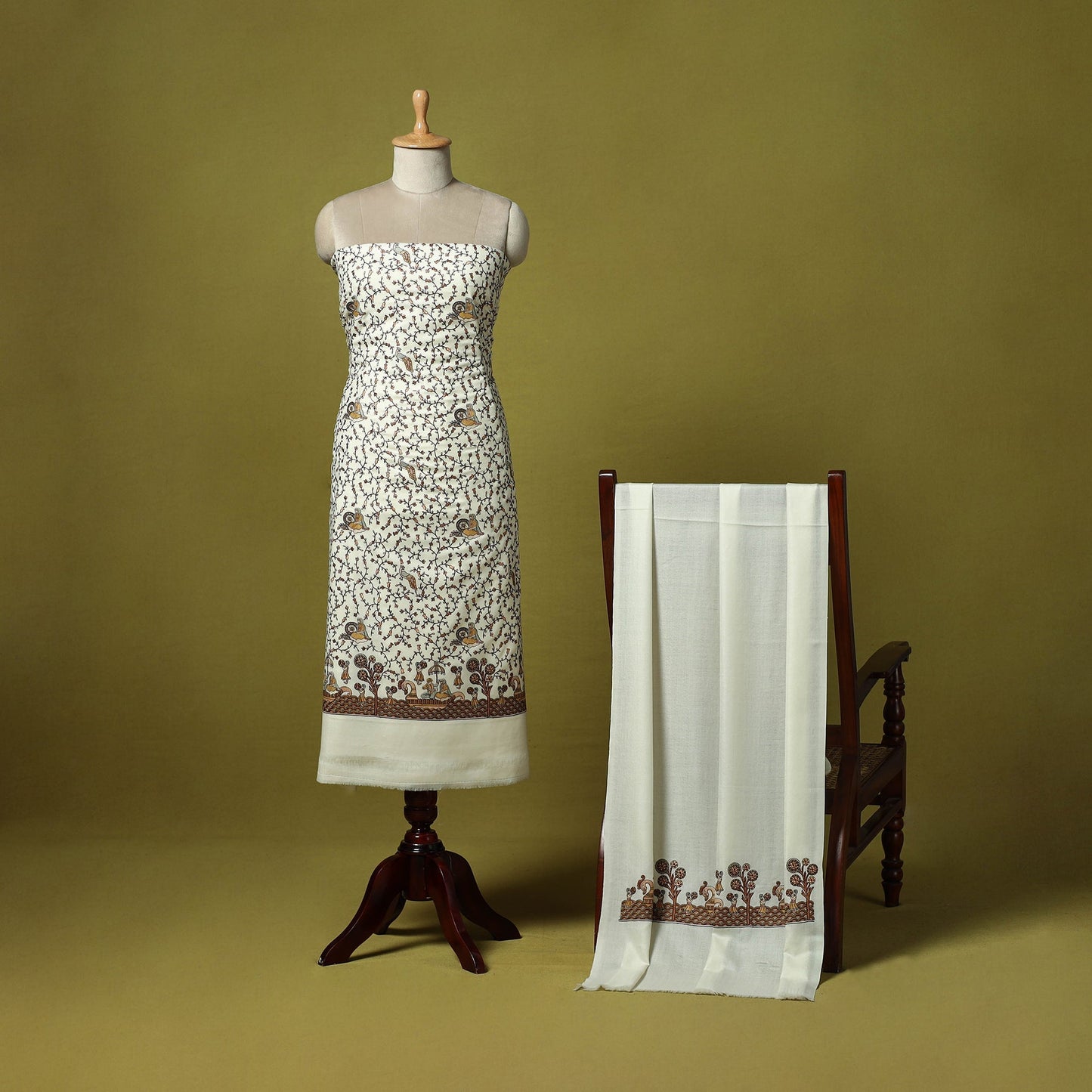 3pc embroidered merino wool unstitched dress material 16