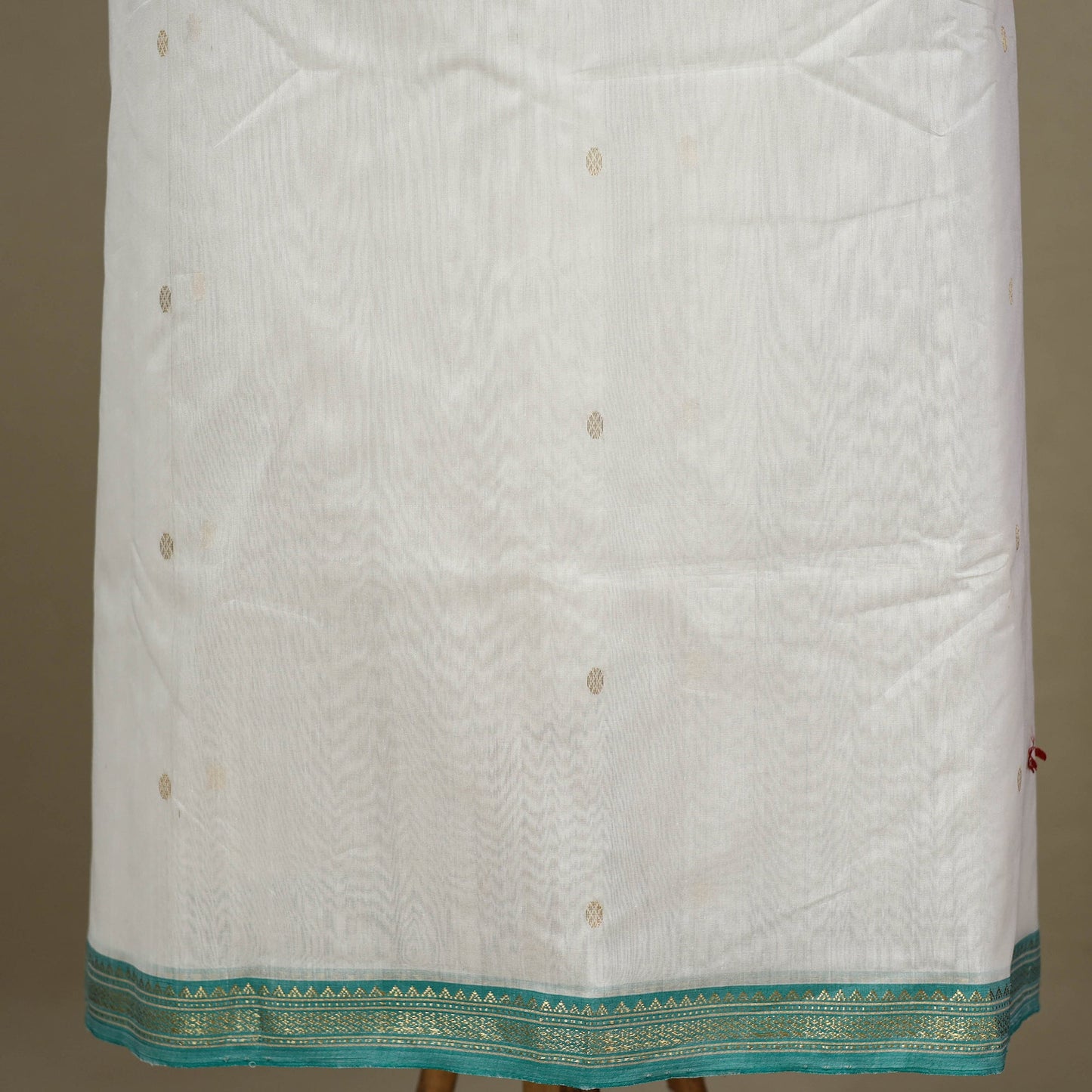 White - 3pc Handloom Nakshi Zari Unstitched Chanderi Silk Dress Material