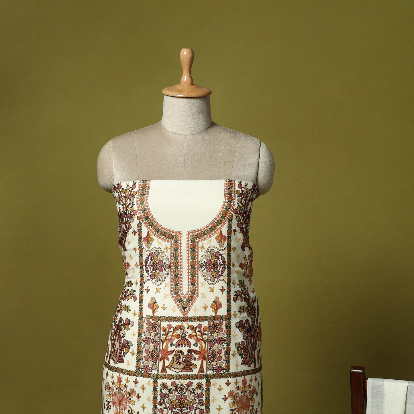 3pc heavy chain stitch embroidered merino wool unstitched