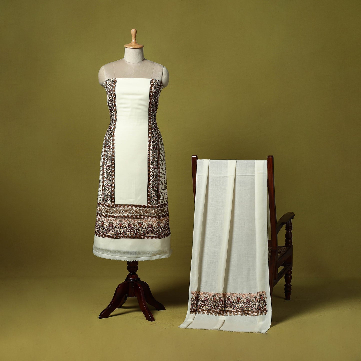 3pc heavy chain stitch embroidered merino wool unstitched