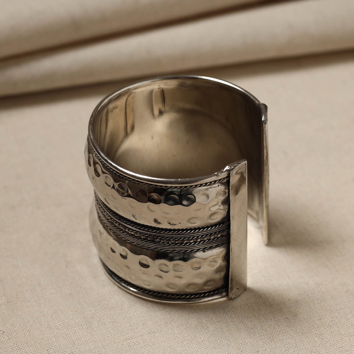 Buy Antique Finish Oxidised German Silver Cuff Bracelet (Adjustable)