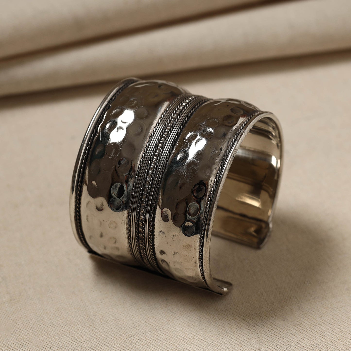 Buy Antique Finish Oxidised German Silver Cuff Bracelet (Adjustable)