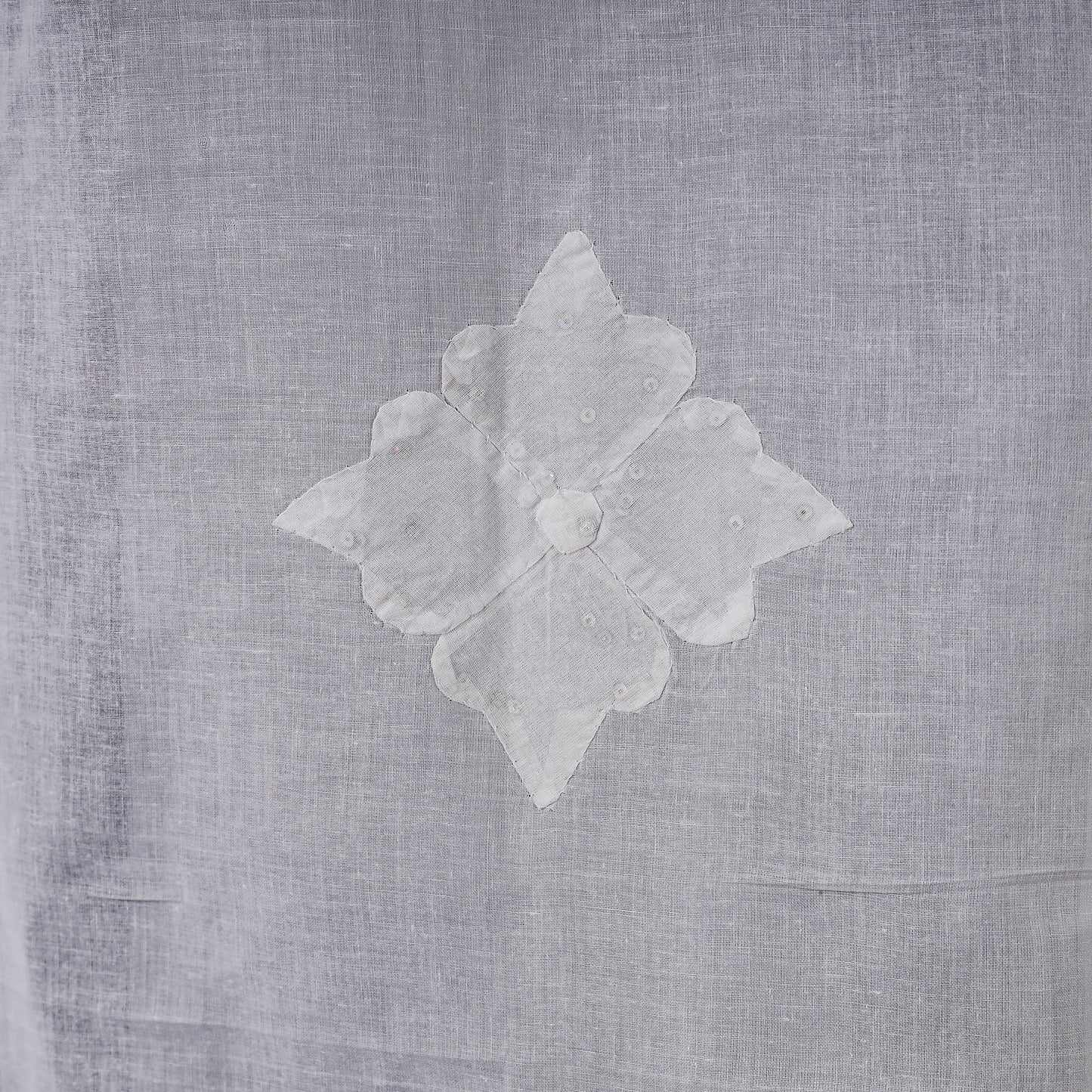 White - applique flower cutwork cotton door curtain