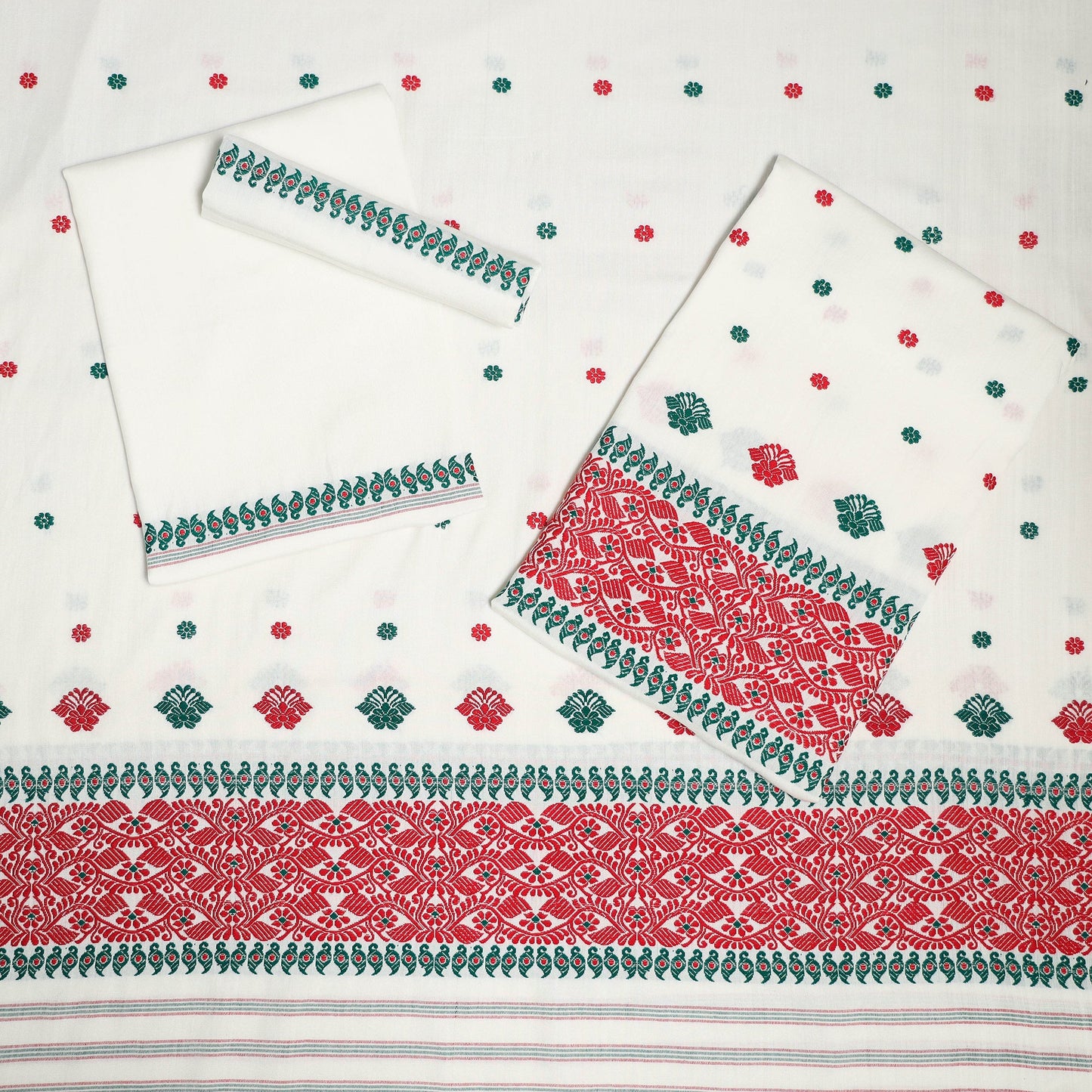 White - assam handloom silk cotton mekhela chador