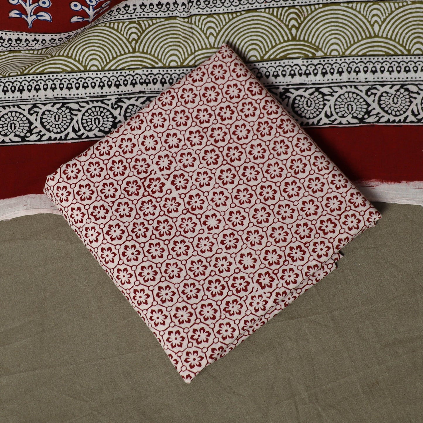 Bagh hand block print natural dyed cotton 3pc unstitched