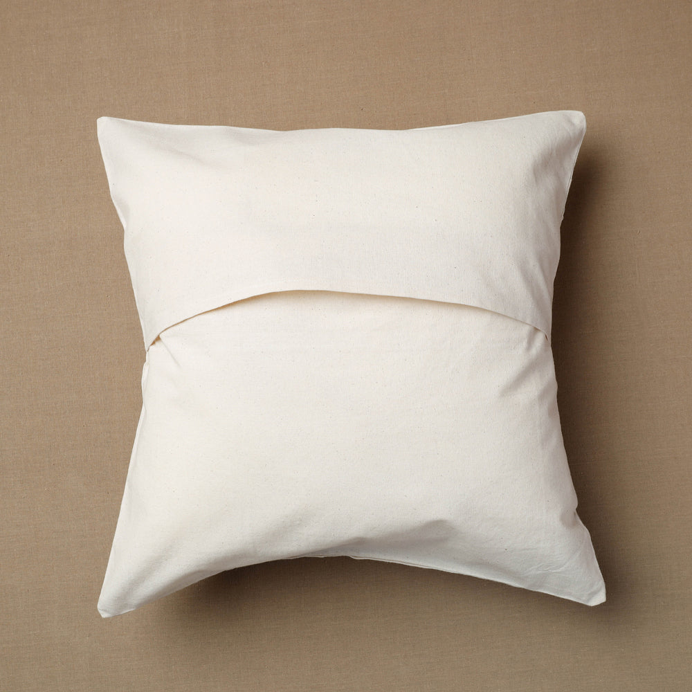 White Bakhiya Tanka Embroidered Cotton Cushion Cover