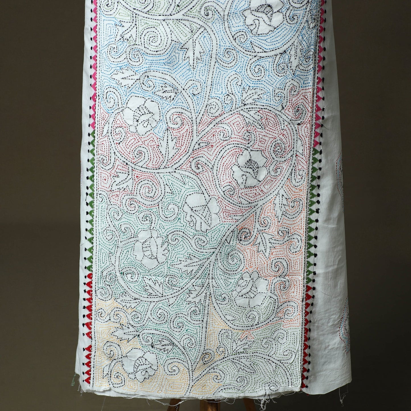 Bengal kantha hand embroidered cotton unstitched kurta