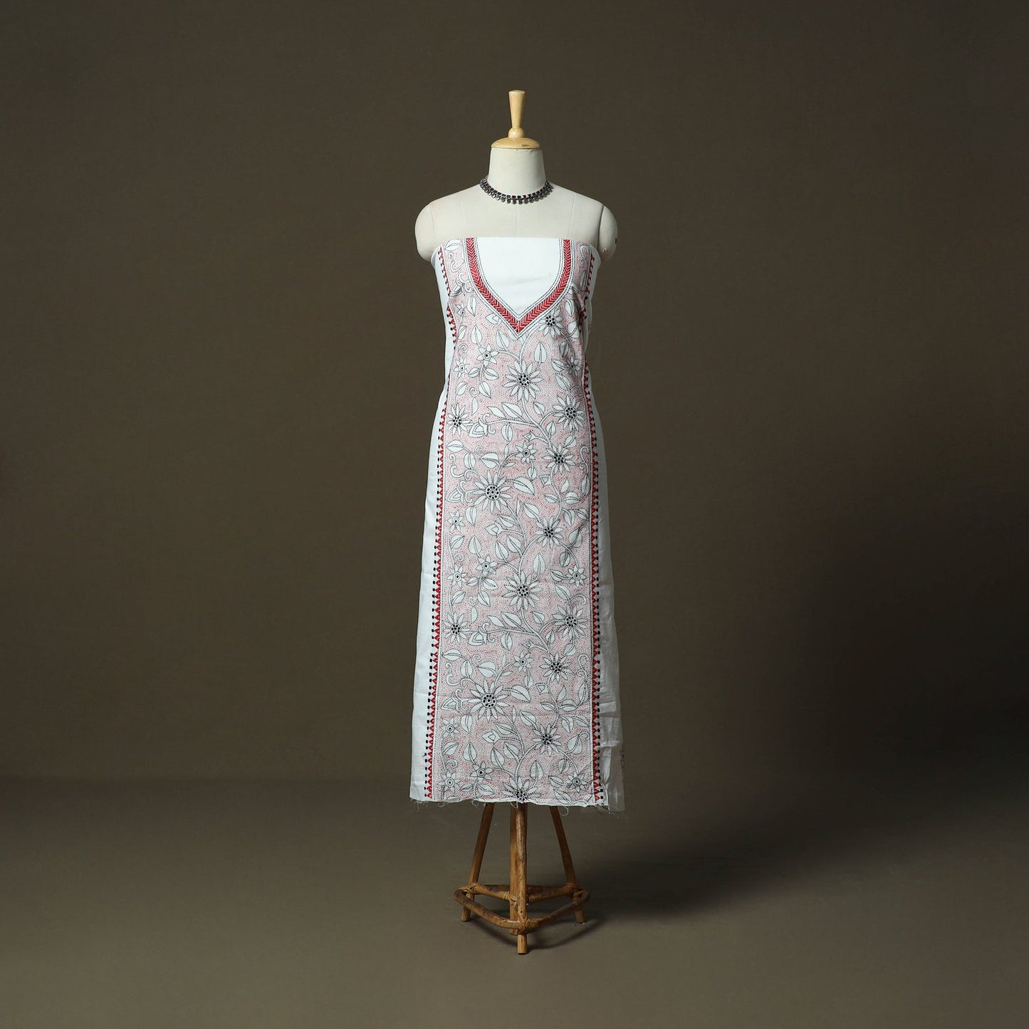 Bengal kantha hand embroidered cotton unstitched kurta