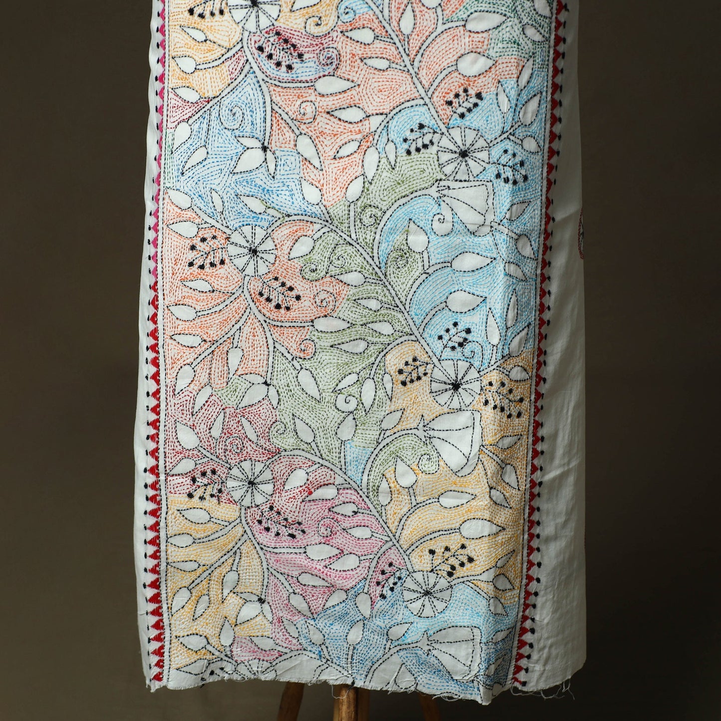 Bengal kantha hand embroidered cotton unstitched kurta