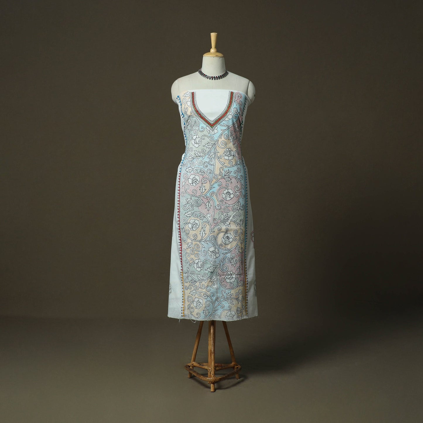 Bengal kantha hand embroidered cotton unstitched kurta