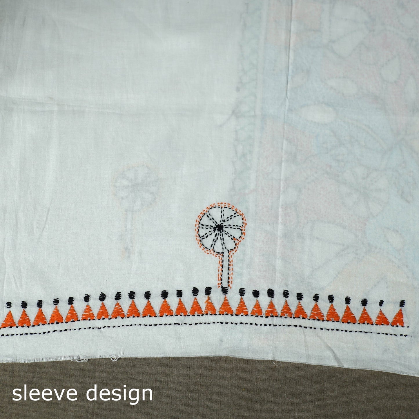 Bengal kantha hand embroidered cotton unstitched kurta