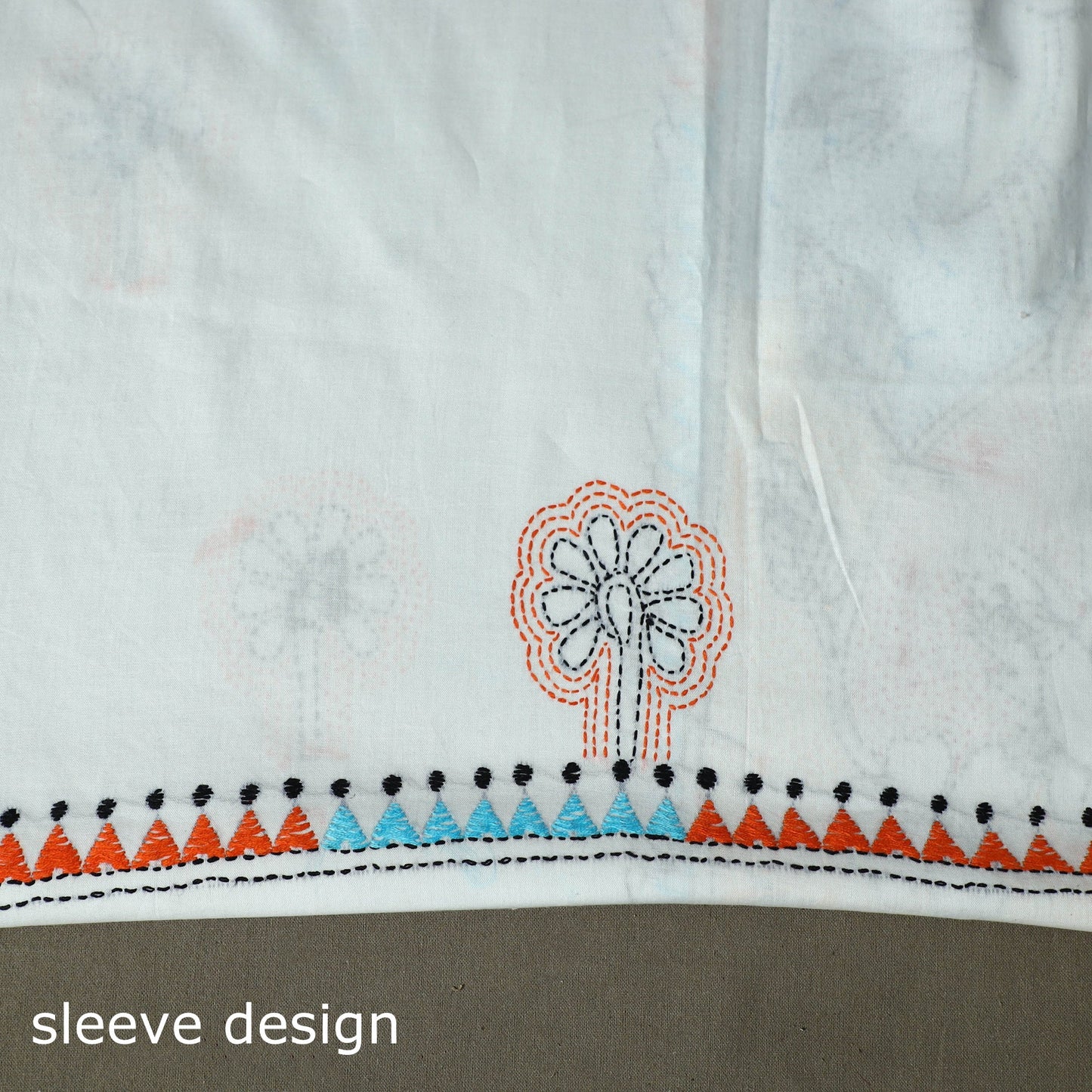 Bengal kantha hand embroidered cotton unstitched kurta