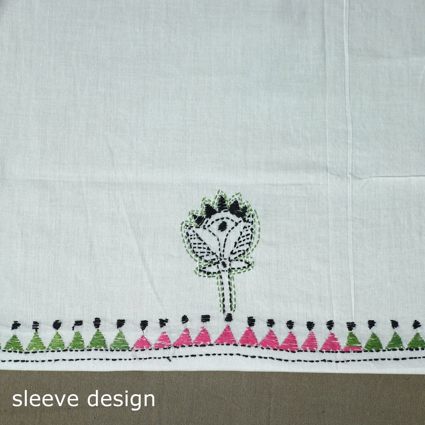 Bengal kantha hand embroidered cotton unstitched kurta