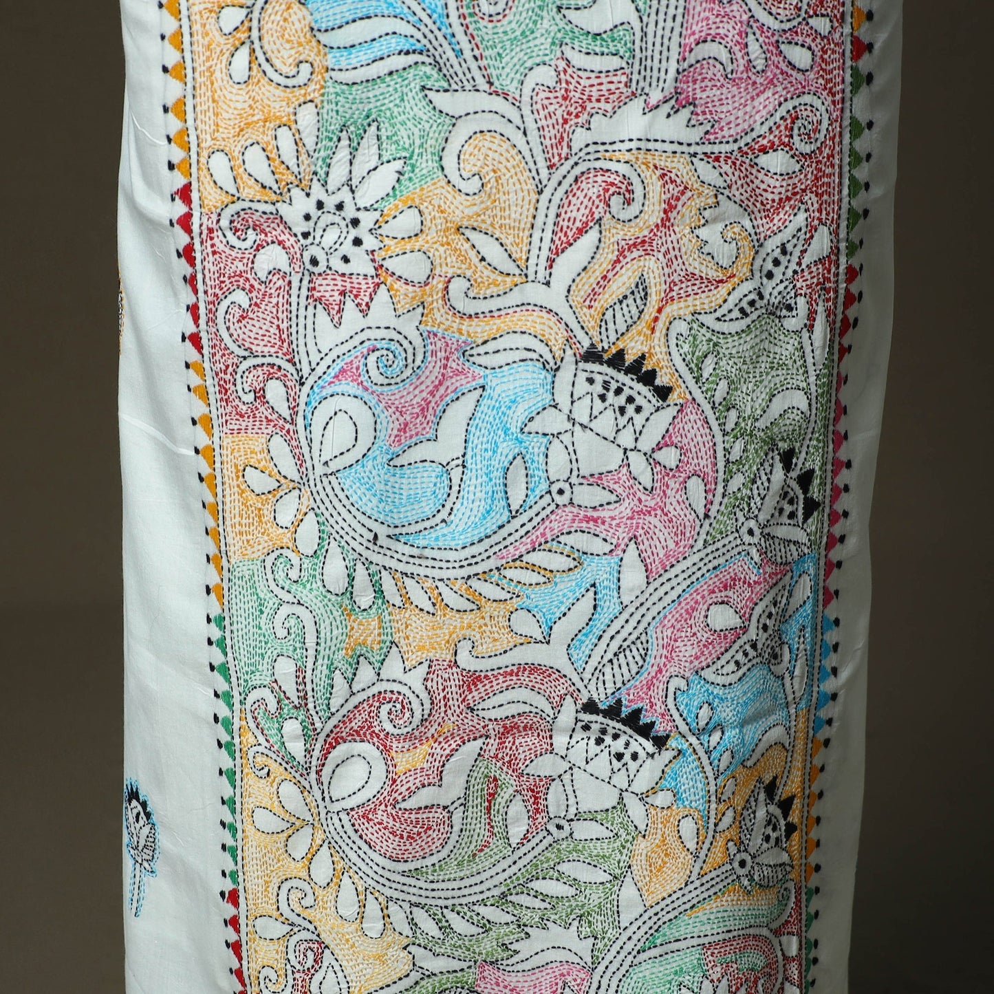 Bengal kantha hand embroidered cotton unstitched kurta