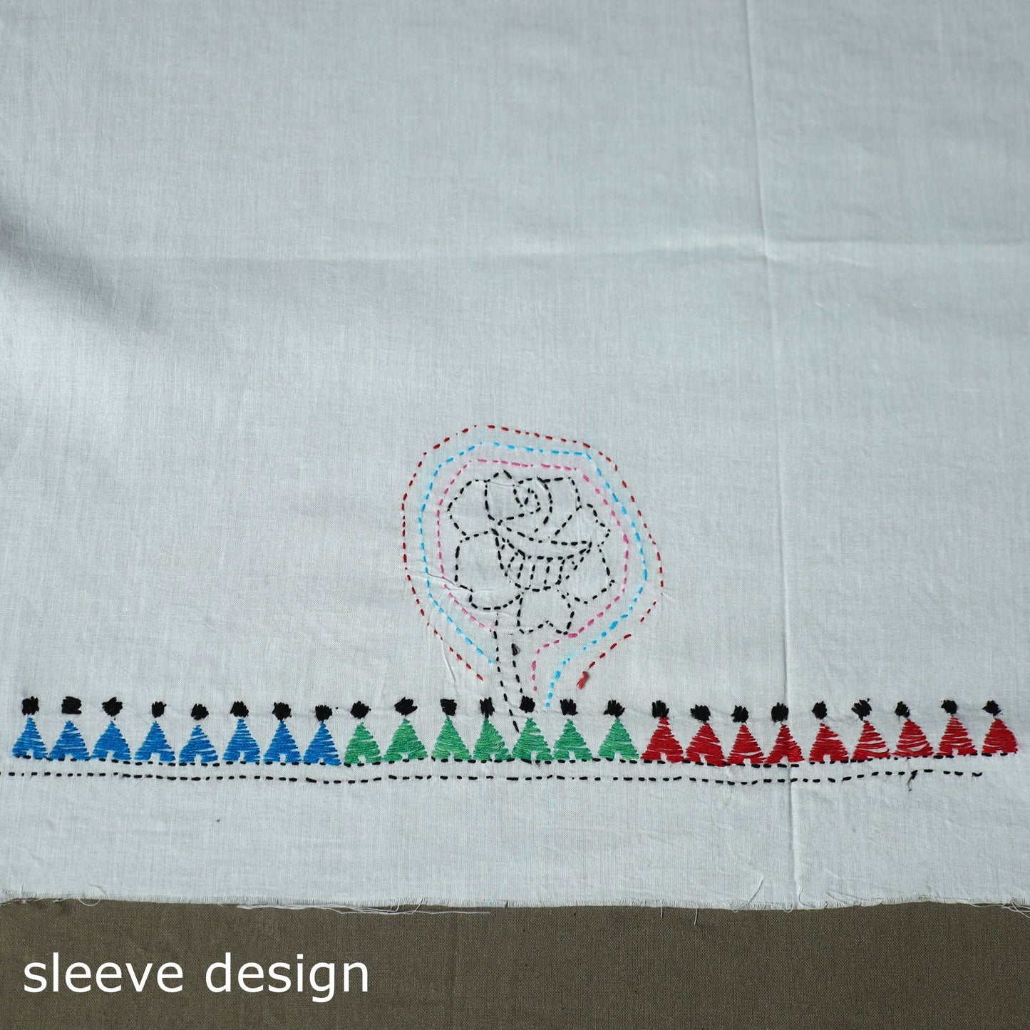 Bengal kantha hand embroidered cotton unstitched kurta