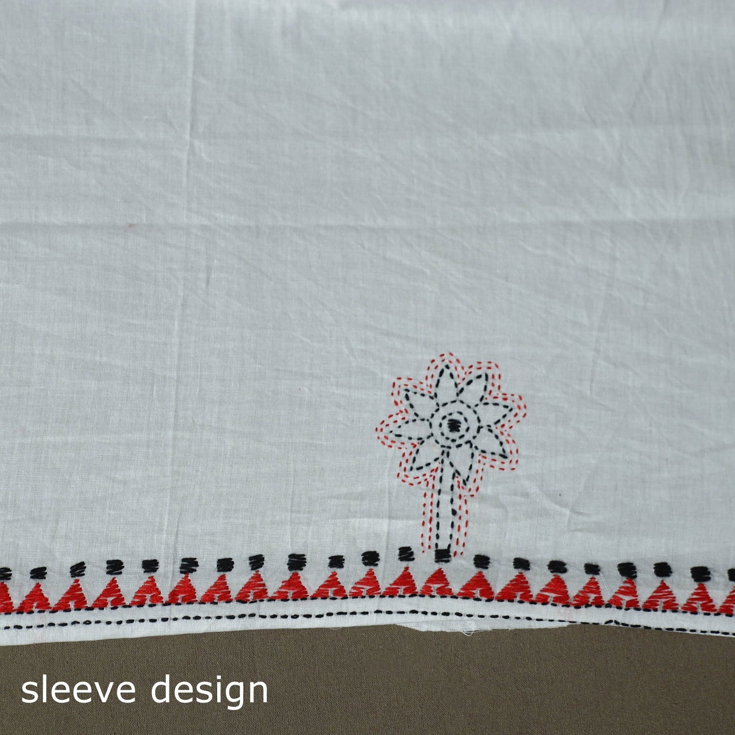 Bengal kantha hand embroidered cotton unstitched kurta