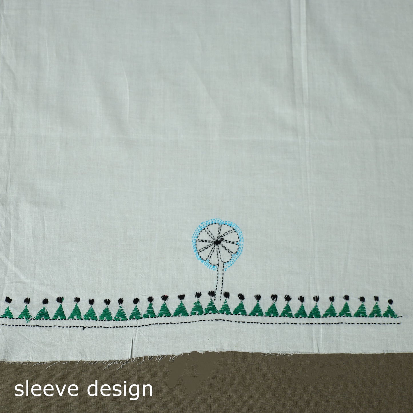 Bengal kantha hand embroidered cotton unstitched kurta