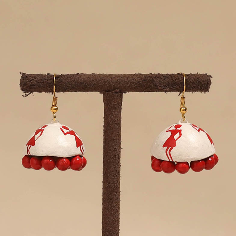 Bishnupur handpainted terracotta jhumki earrings 157