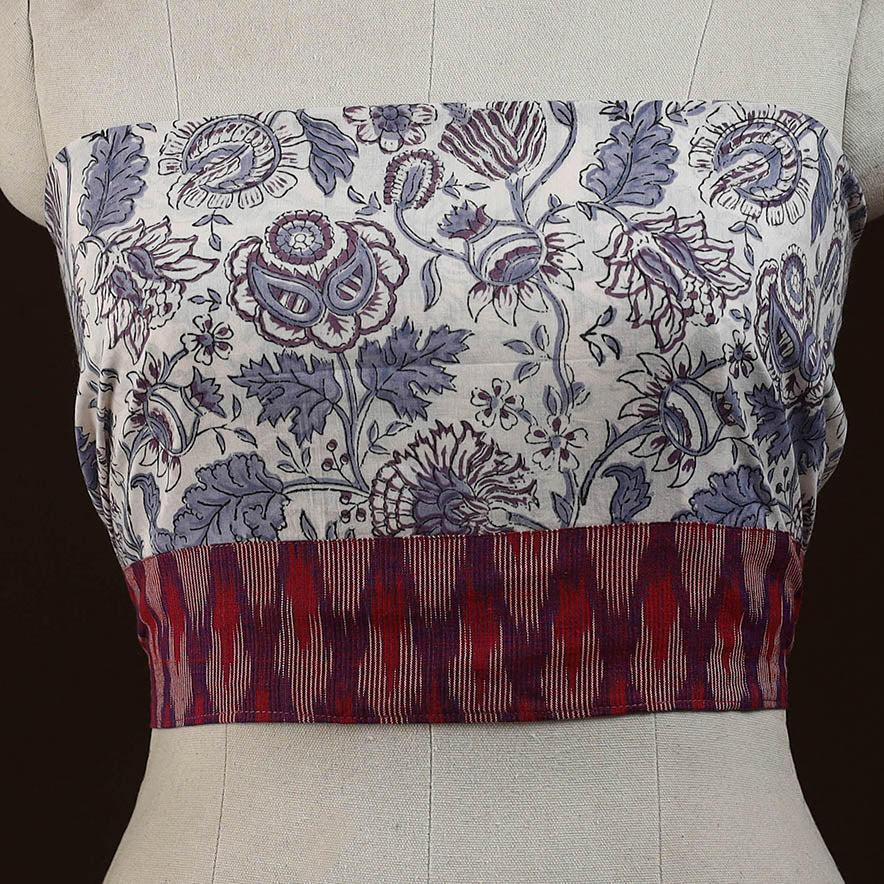 Block print cotton sanganeri blouse piece 14 - handcrafted
