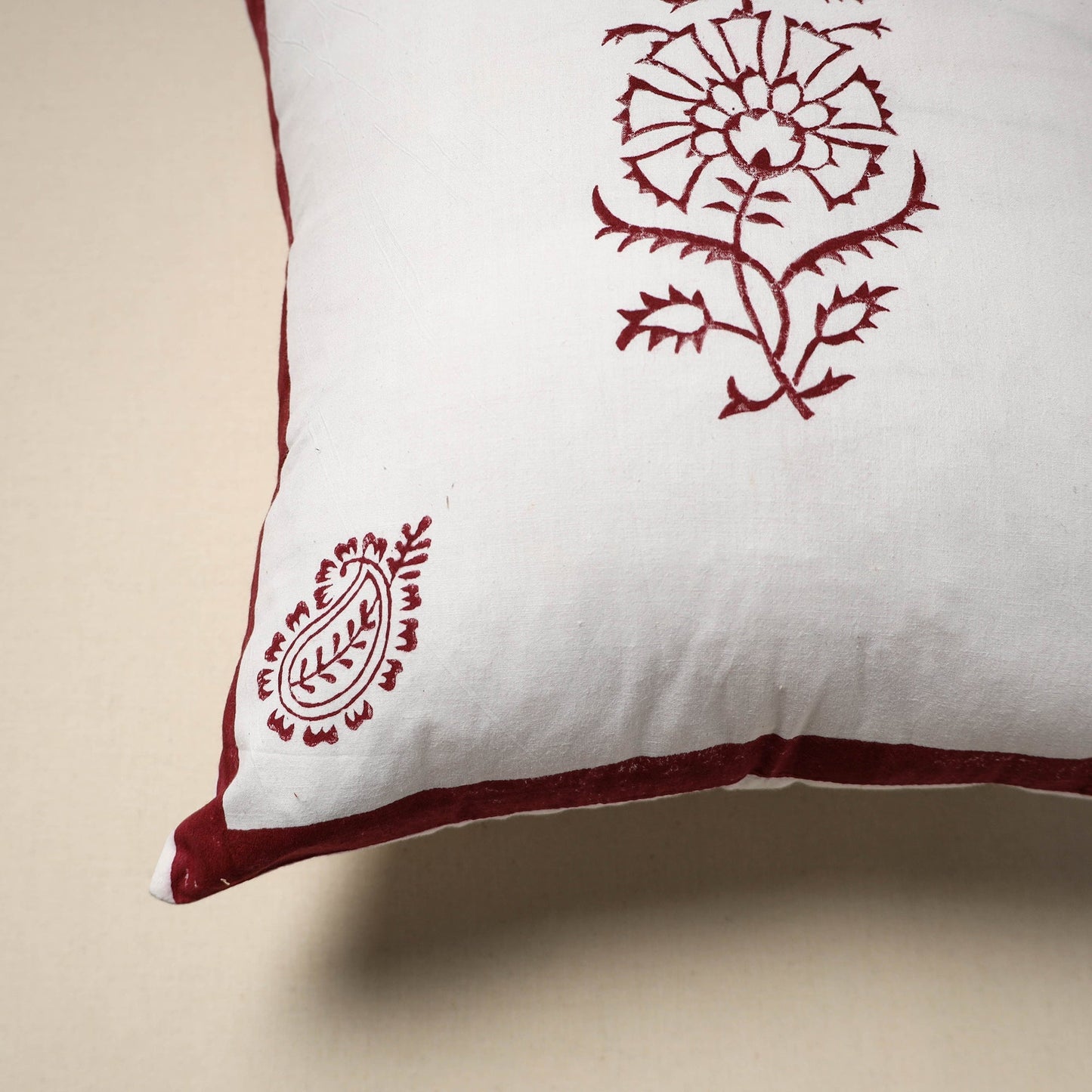 Cotton sanganeri cushion cover (16 x 16 in) 23 - handcrafted
