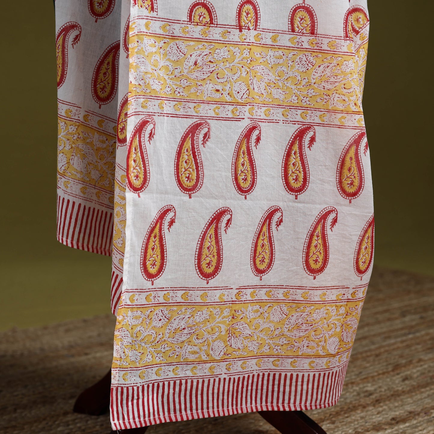 Cotton sanganeri floral dupatta 48 - handcrafted