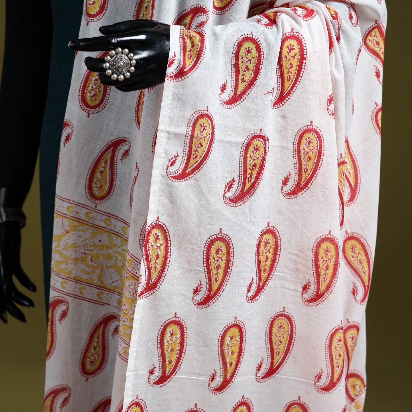 Cotton sanganeri floral dupatta 48 - handcrafted