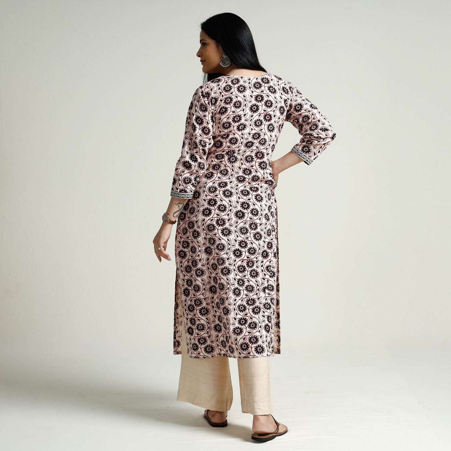 Block Print Cotton Straight Bagh Kurta for Women