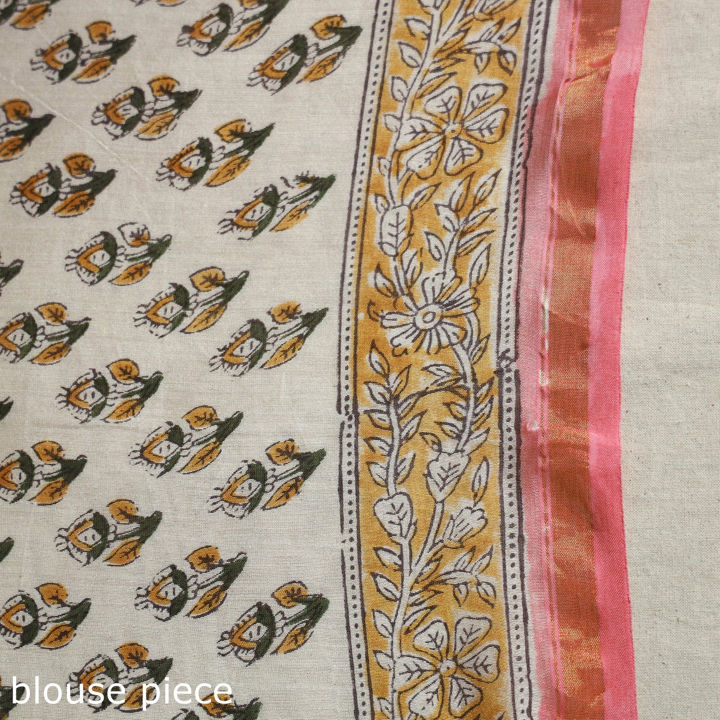 Block Print Chanderi Silk Sanganeri Saree with Zari Border