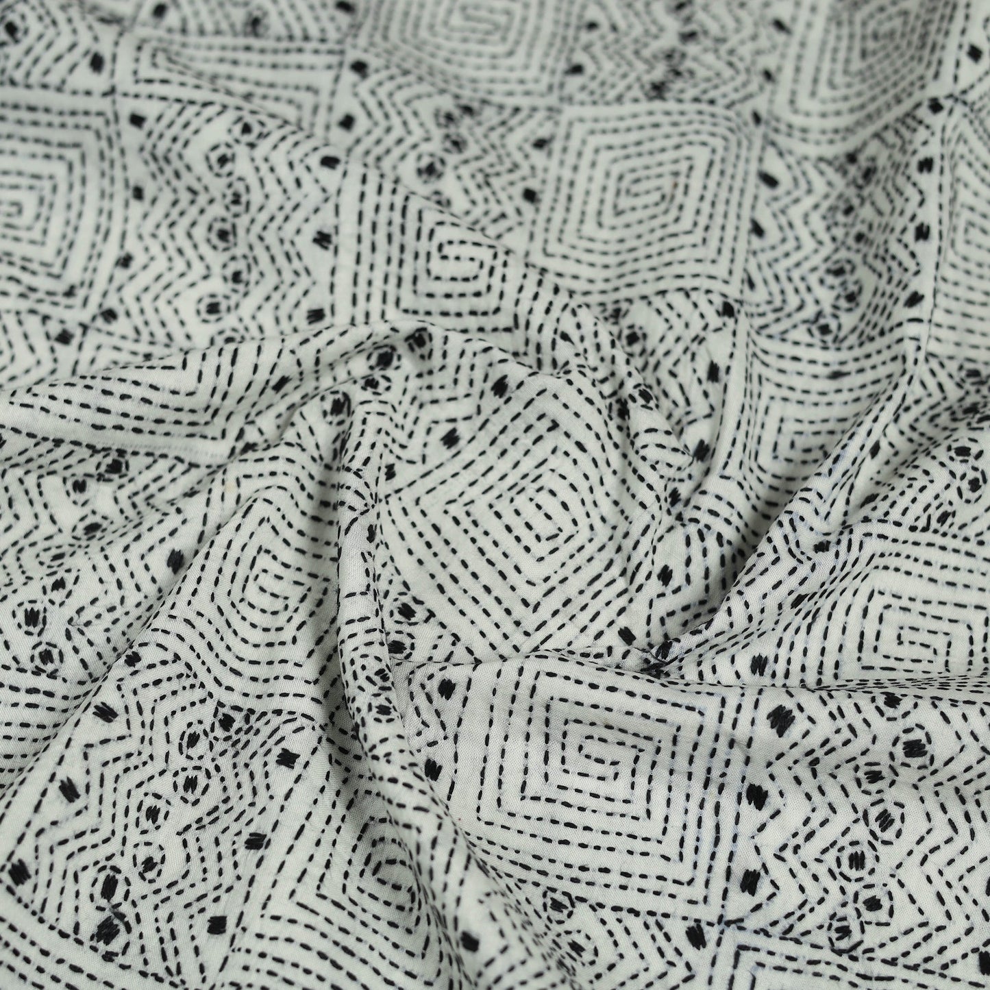 Cotton Bengal Kantha Stitch Blouse Piece