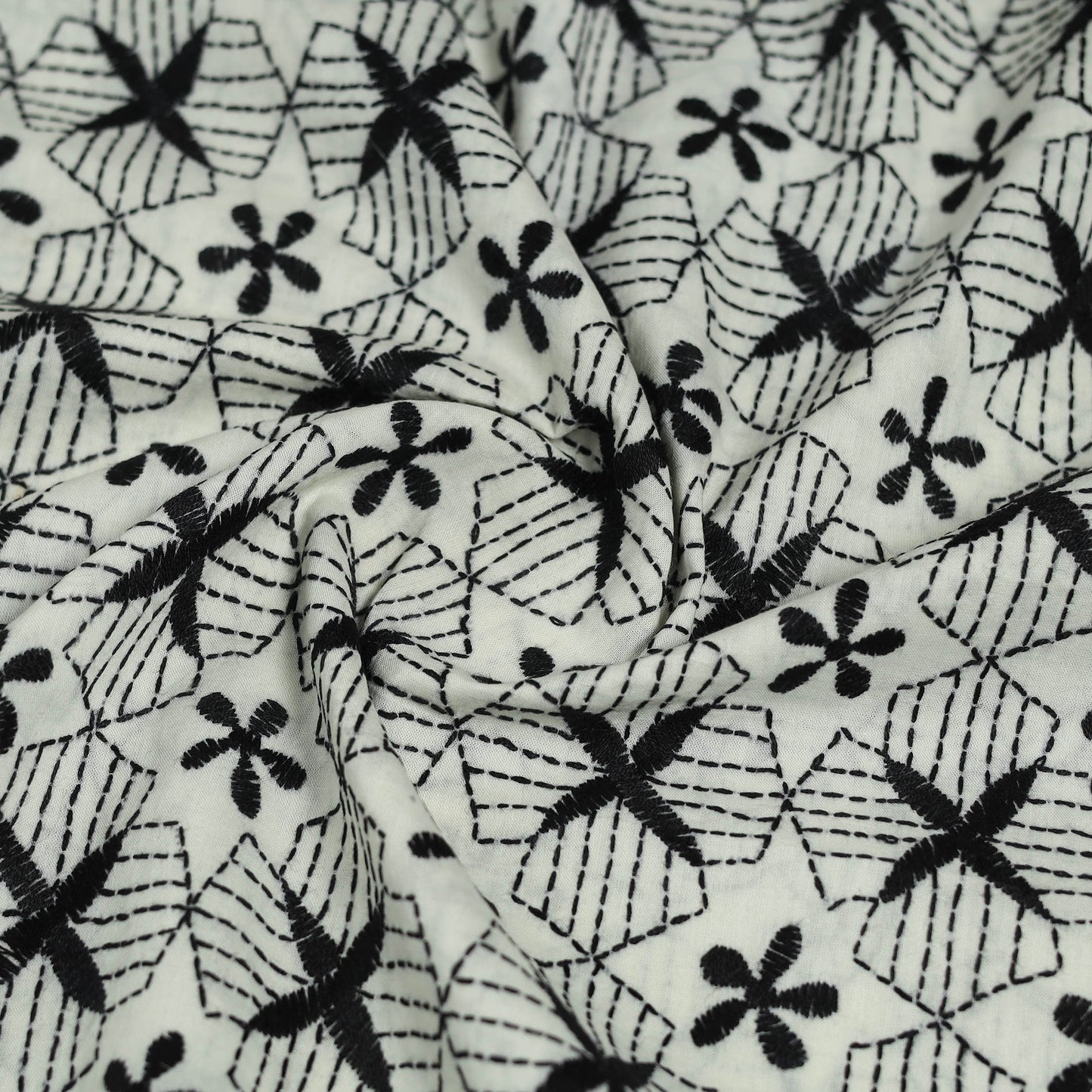 Cotton Bengal Kantha Stitch Blouse Piece