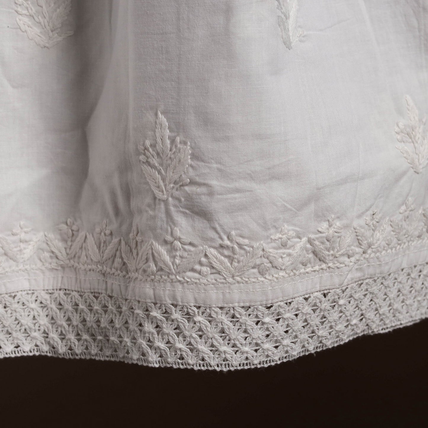 White - cotton hand embroidery chikankari short 36