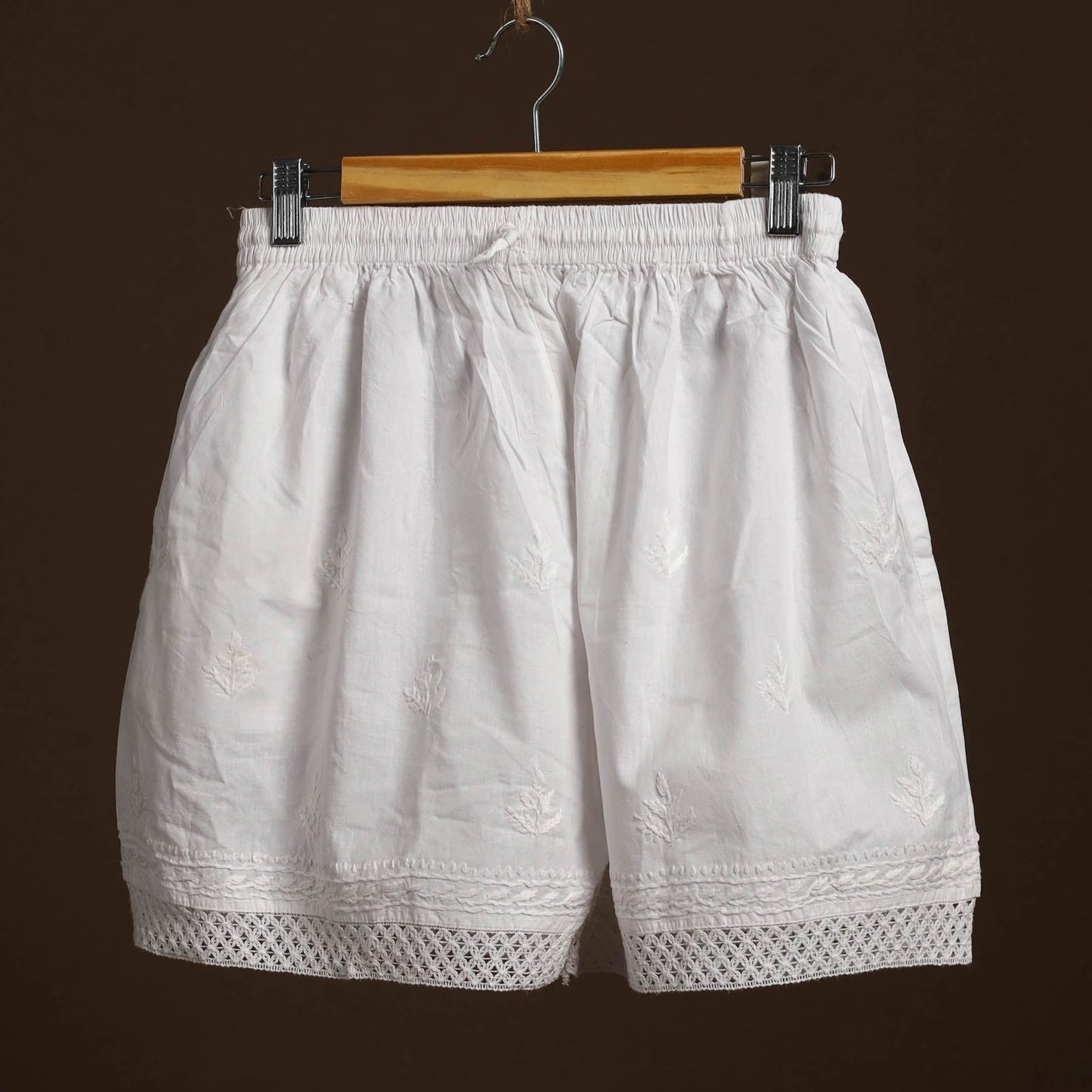 White - cotton hand embroidery chikankari short 37