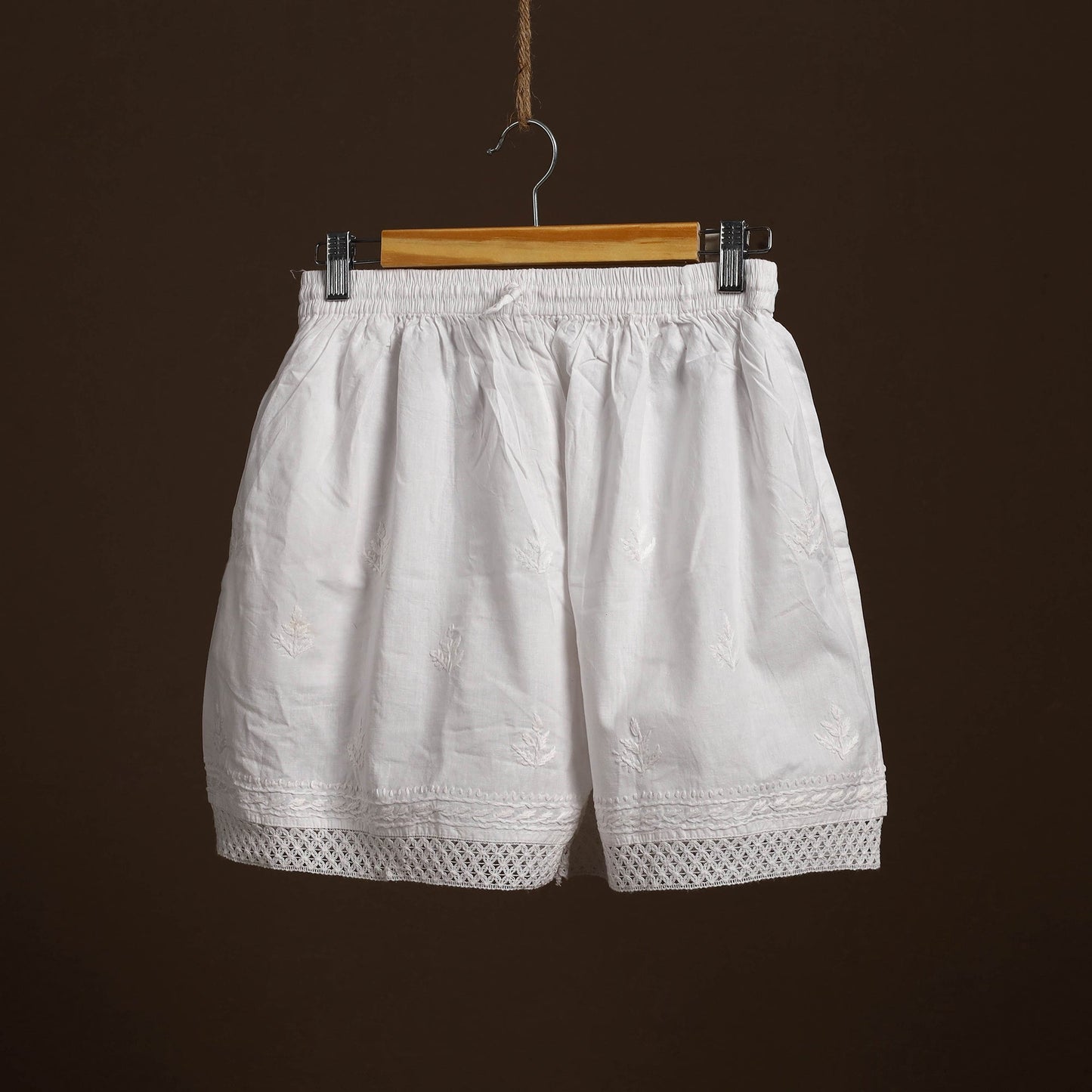 White - cotton hand embroidery chikankari short 37