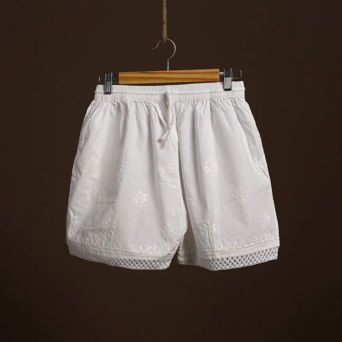 White Cotton Hand Embroidery Chikankari Short