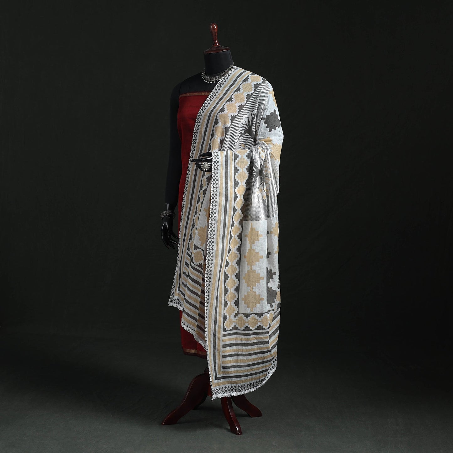 Cotton jaipur printed dupatta 101 - handcrafted