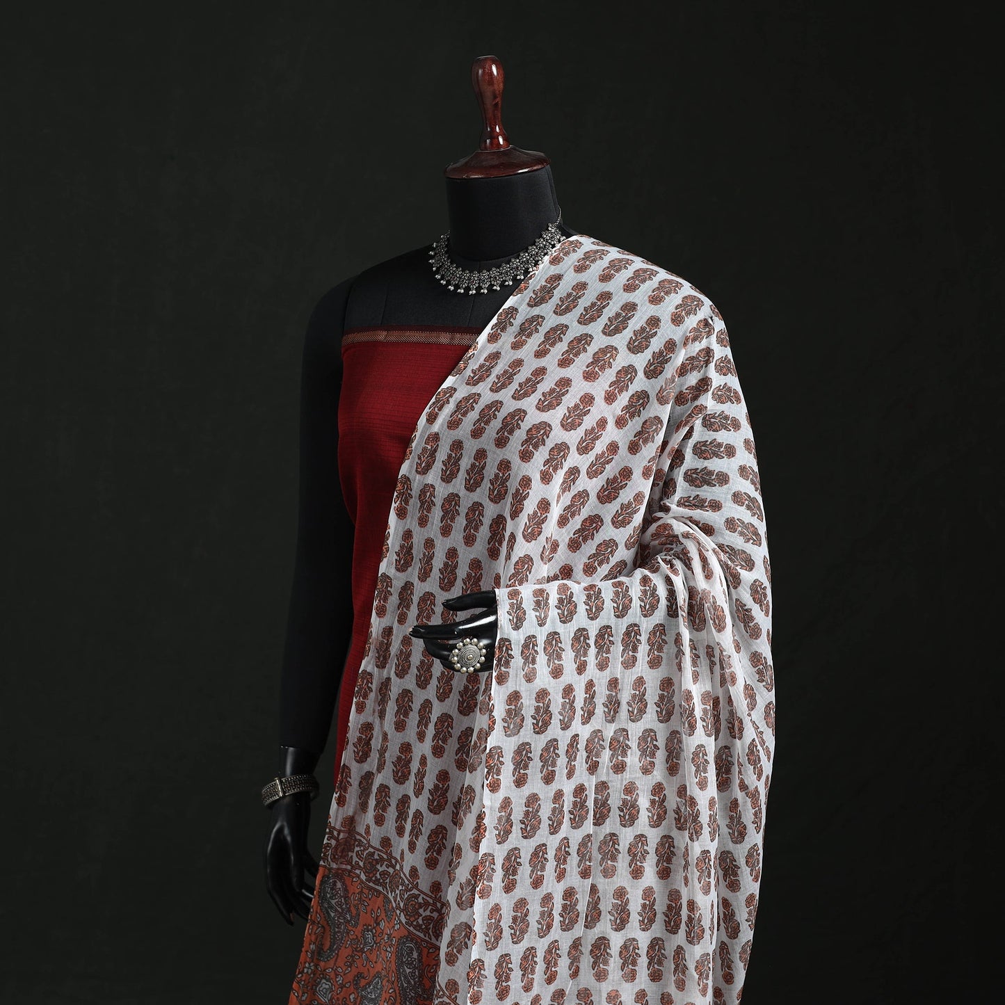 Cotton jaipur printed dupatta 96 - handcrafted
