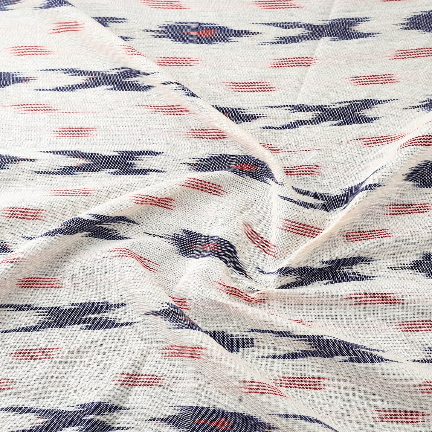 White Cotton Pochampally Ikat Fabric