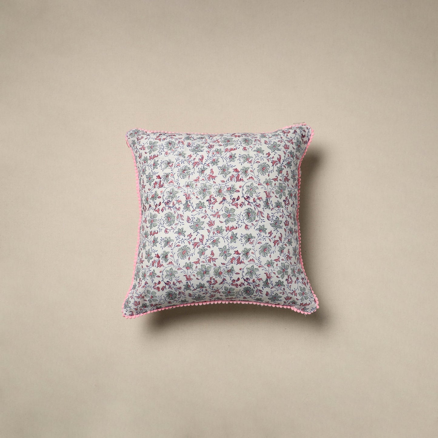 Cotton sanganeri cushion cover 10 - handcrafted